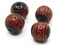 4 14mm Vintage Painted Black and Red Round Peruvian Clay Beads